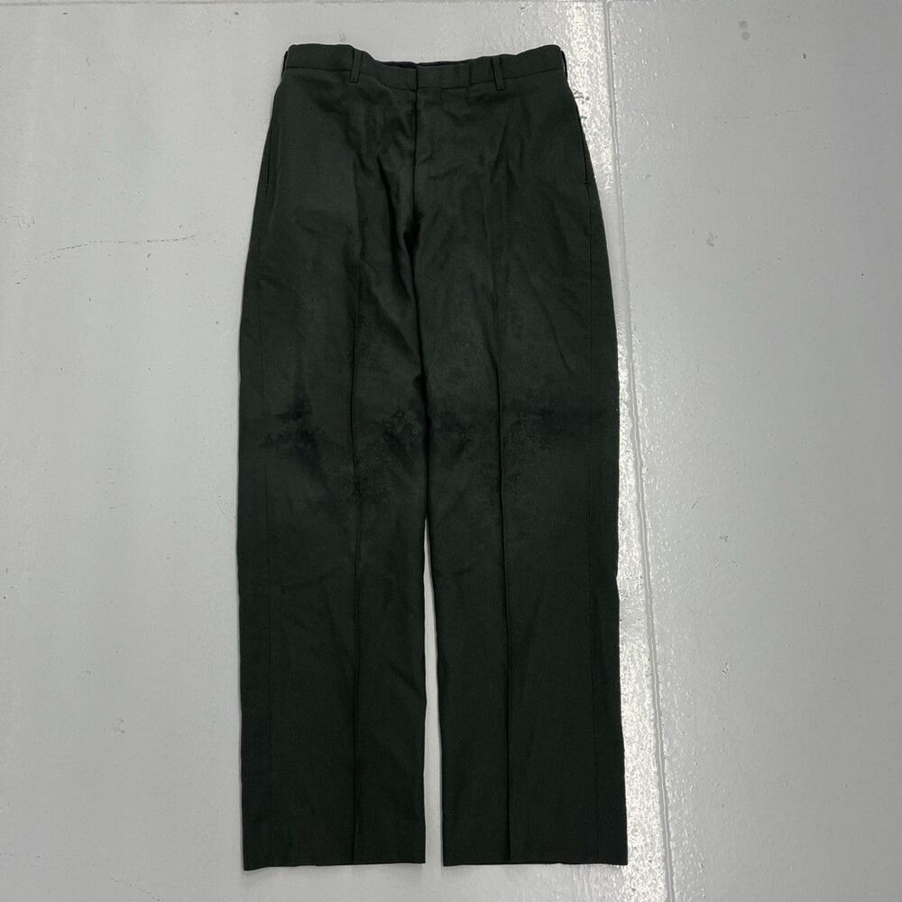 Vintage 60s Serge Army Green Wool Trousers 32x32